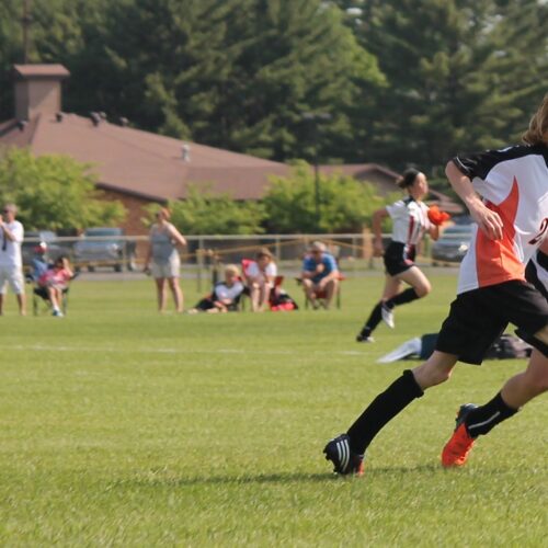Children playing soccer